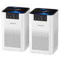AromaRoom Air Purifiers for Bedroom, Hepa Air Purifiers for Home Pet Pee Smell with Aromatherapy, Quiet 360° Airflow Air Cleaner 3-in-1 Filter for Office, Dorm, Apartment, Kitchen, AP102-White, 2Packs